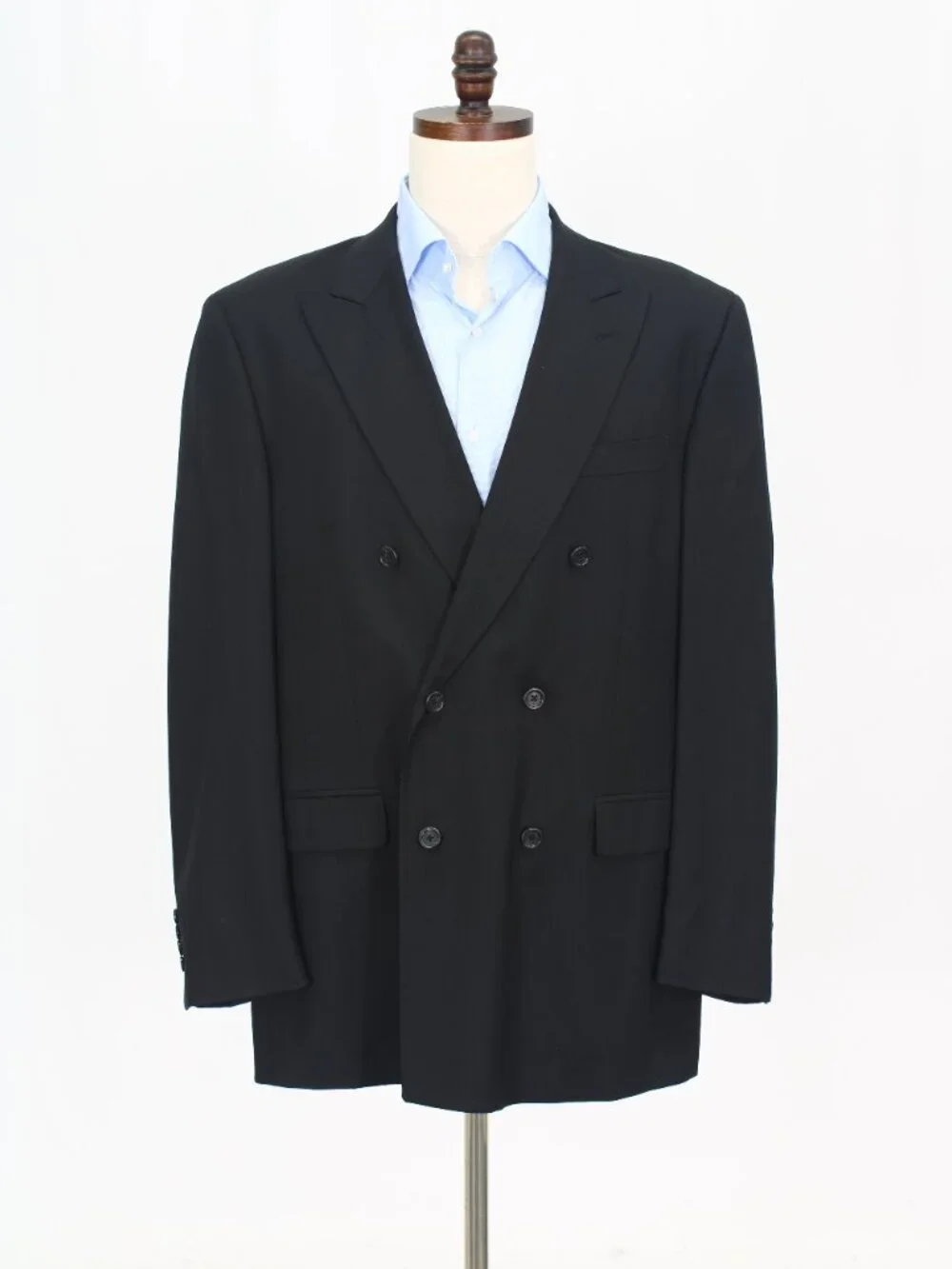 Pronto Uomo 44L 38x30 Black Full Suit Double-Breasted Solid R928